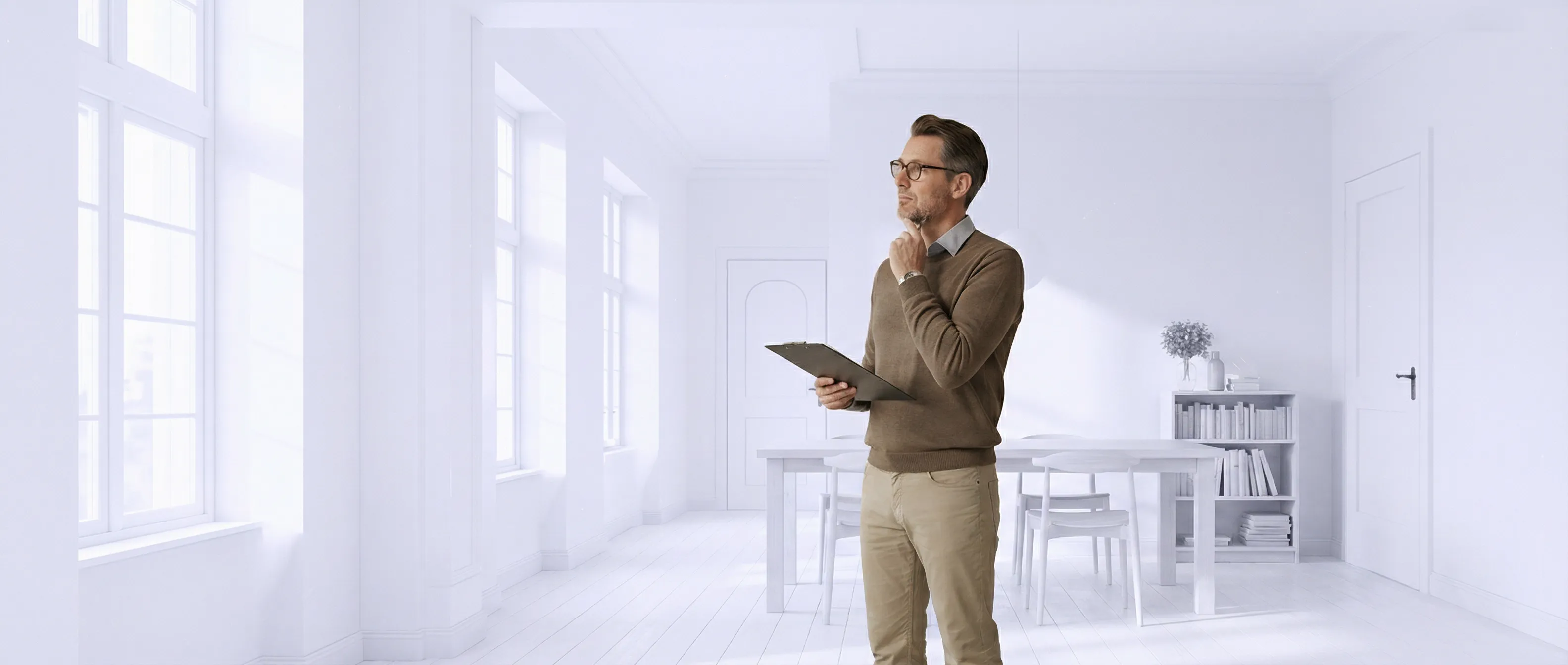 Taxateur die woning aan het taxeren is